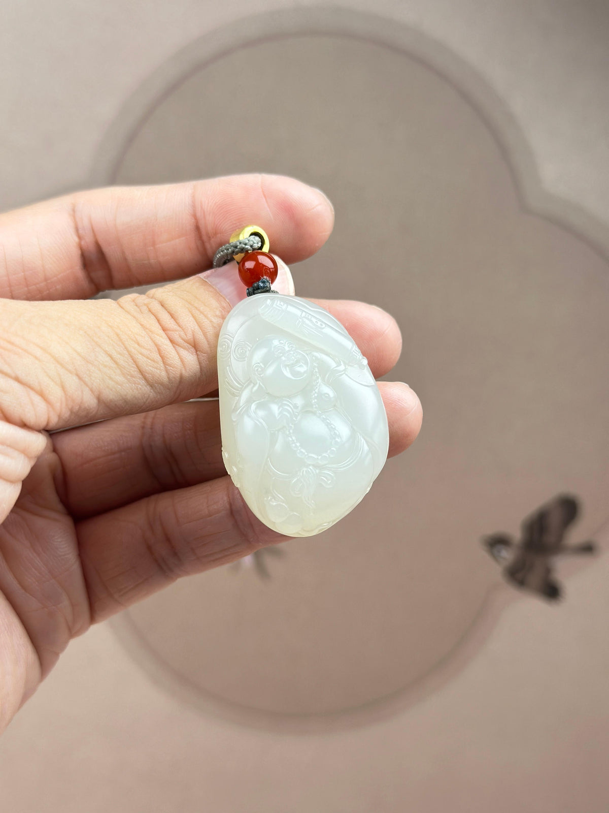 精品新疆和田玉白玉籽料布袋弥勒挂件（yc766369）