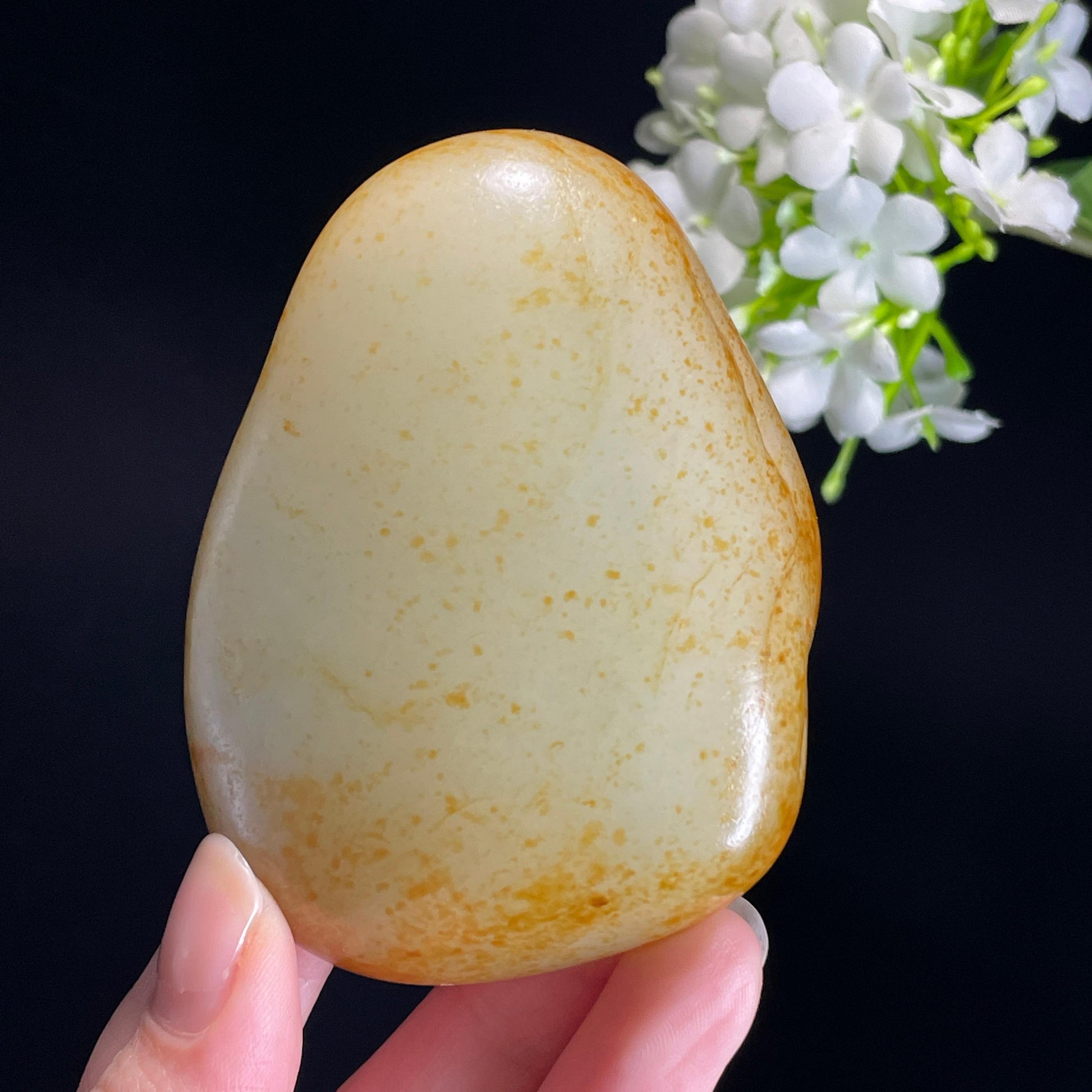 和田玉白玉“金笺落雪”洒金皮籽料（yc337868）