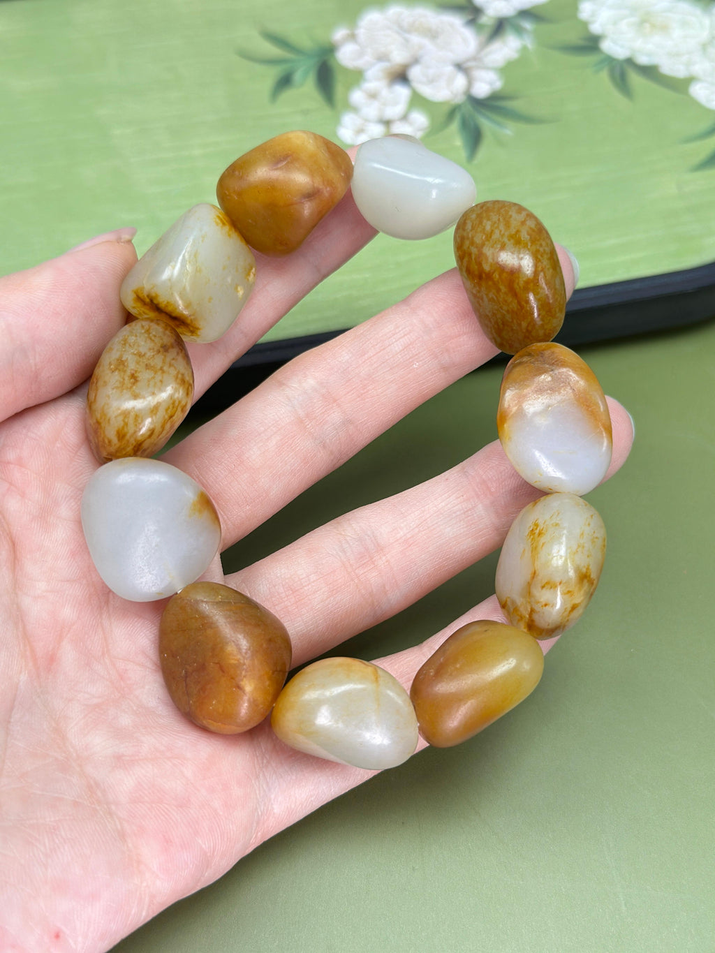 新疆和田玉珍品红皮红沁原籽手串（11颗）（yc755889）