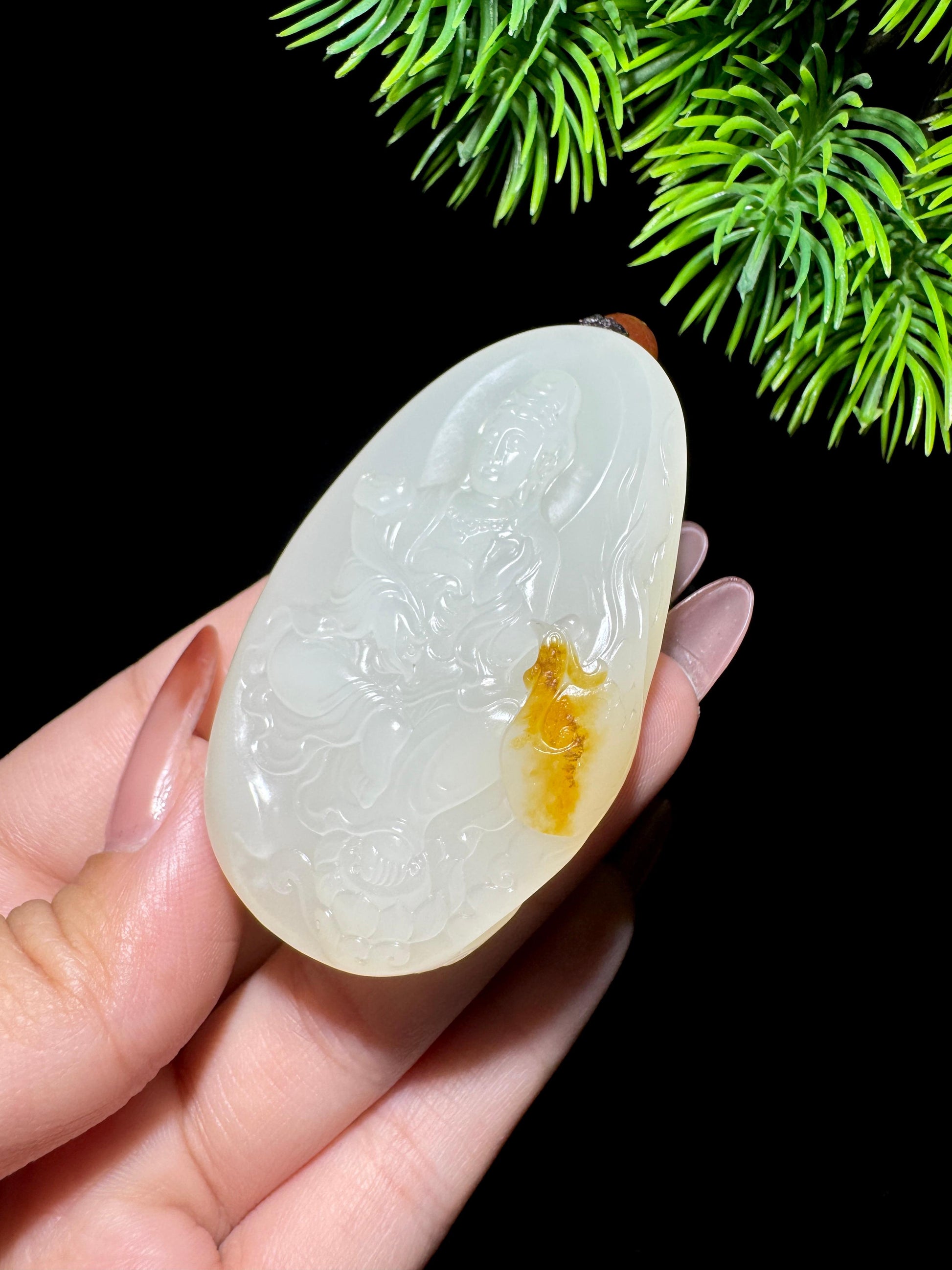 和田玉洒金皮籽料观音（yc292846）
