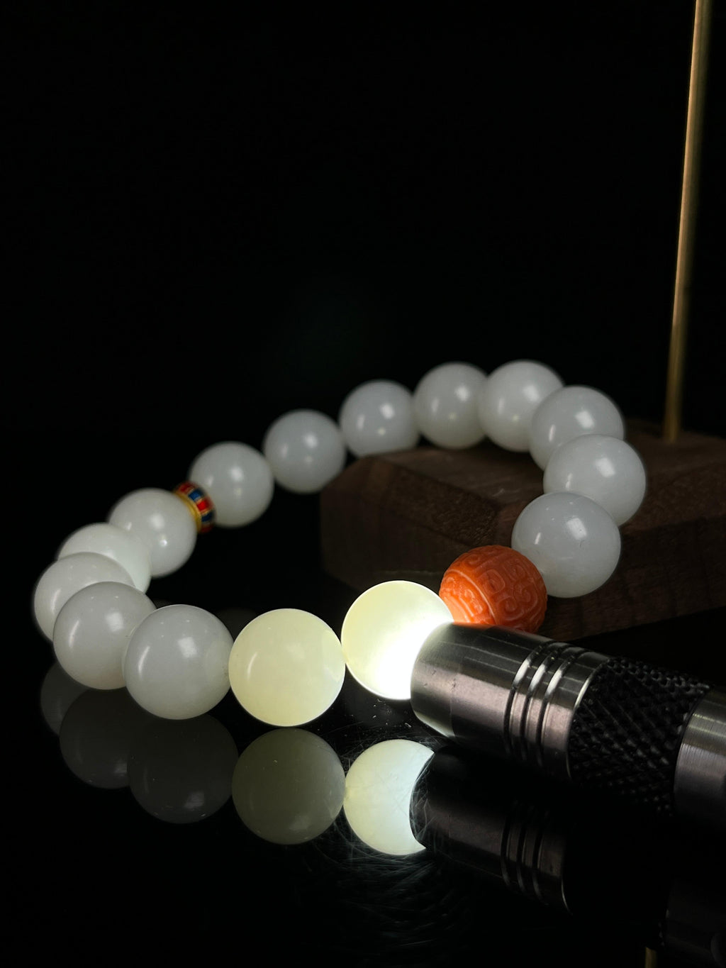 和田玉白玉手串（13卡）（yc233336）