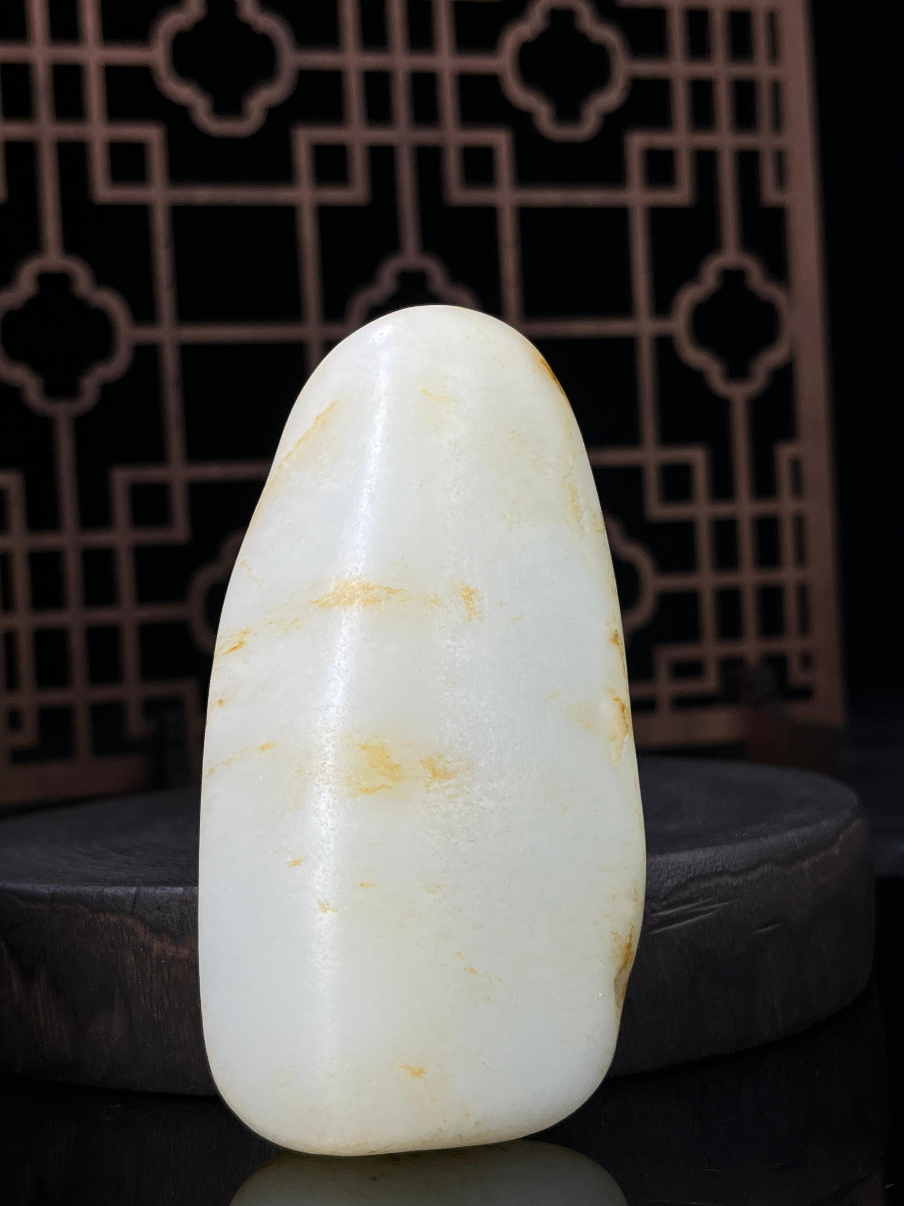 天然新疆和田玉青白种洒金皮籽料原石摆件（yc230234） – 添福玉器