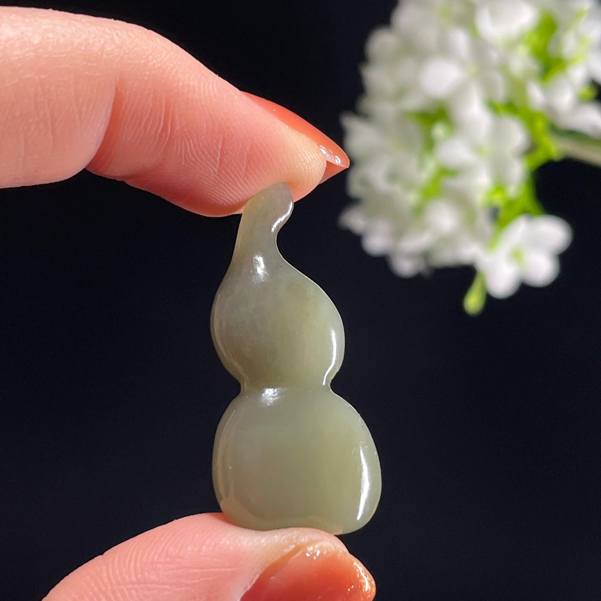 新疆天然和田玉“福禄青脂”青白玉葫芦挂件（yc316550）