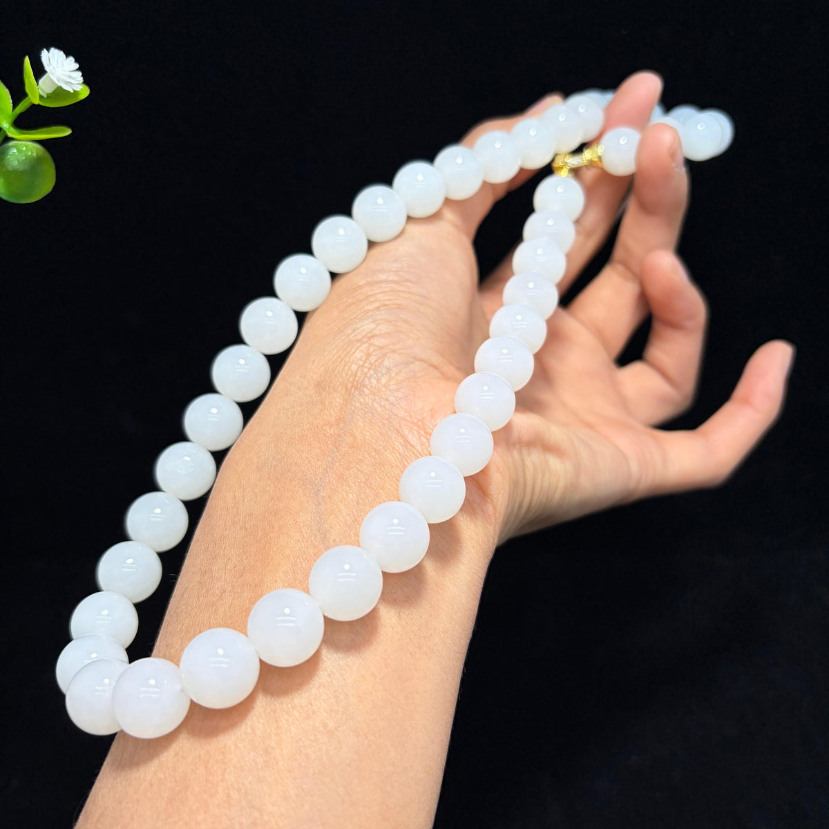 高品质和田羊脂白玉圆珠项链（yc780304）