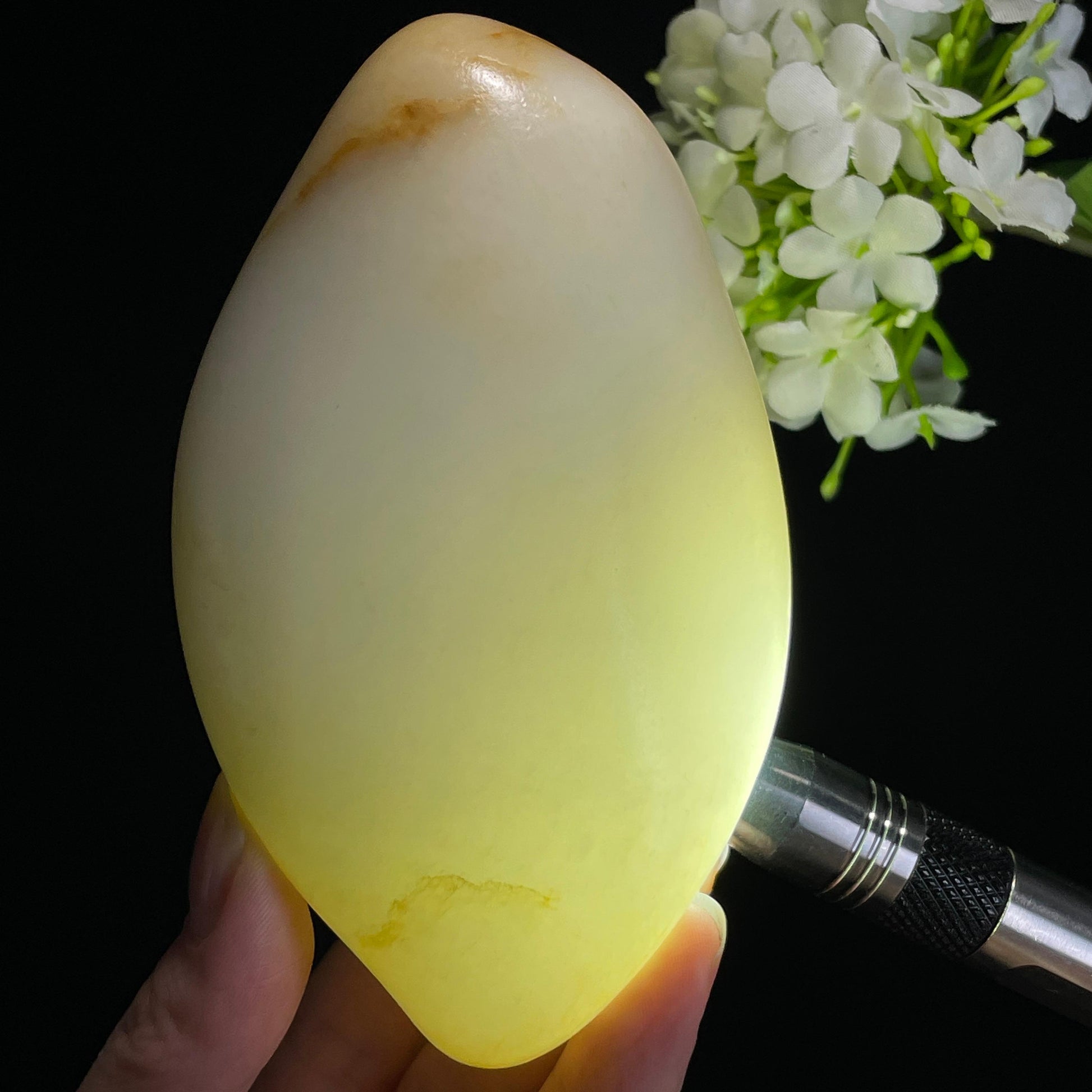 和田玉羊脂白玉“月照金顶”聚黄皮籽料（yc337968）