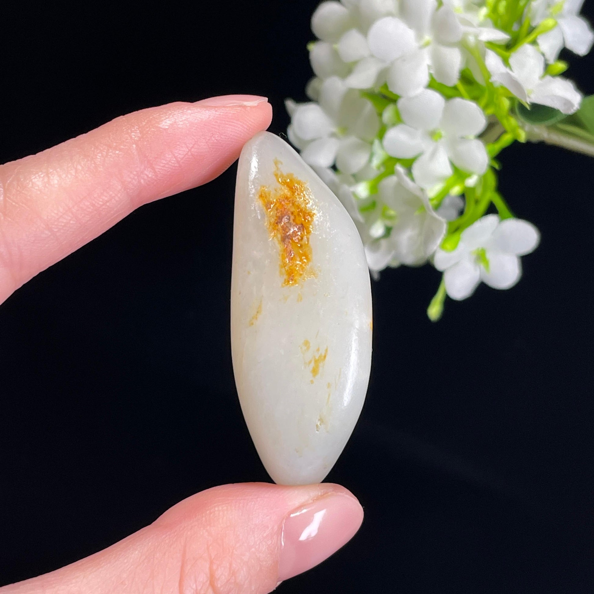 和田玉白玉“晴雪留金”洒金皮籽料（yc316337）
