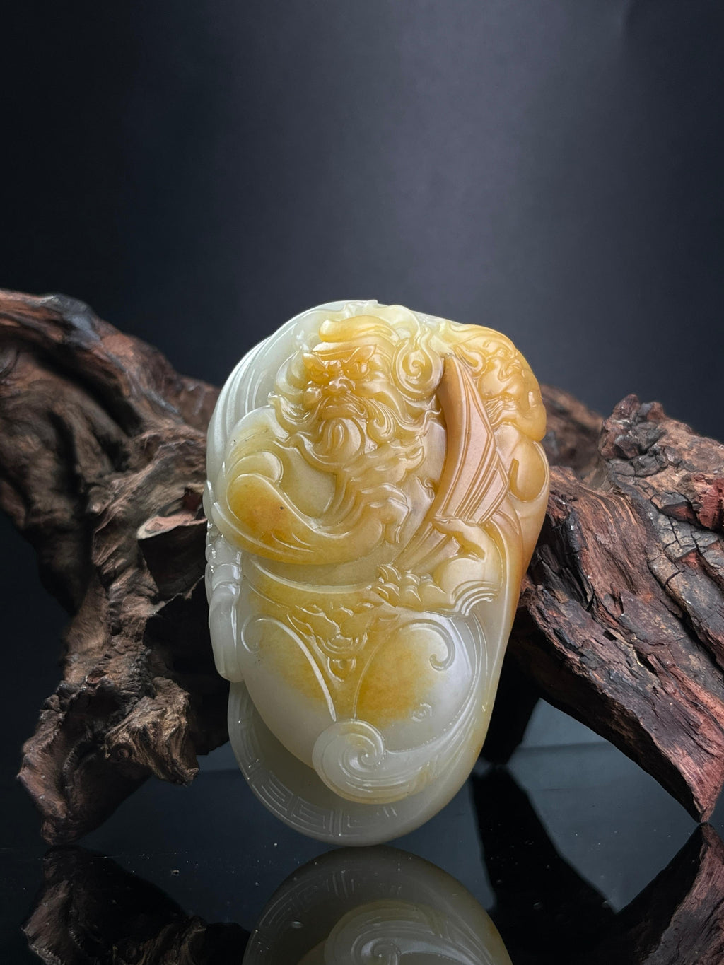 新疆和田玉籽料黄沁钟馗手把件（yc239959）