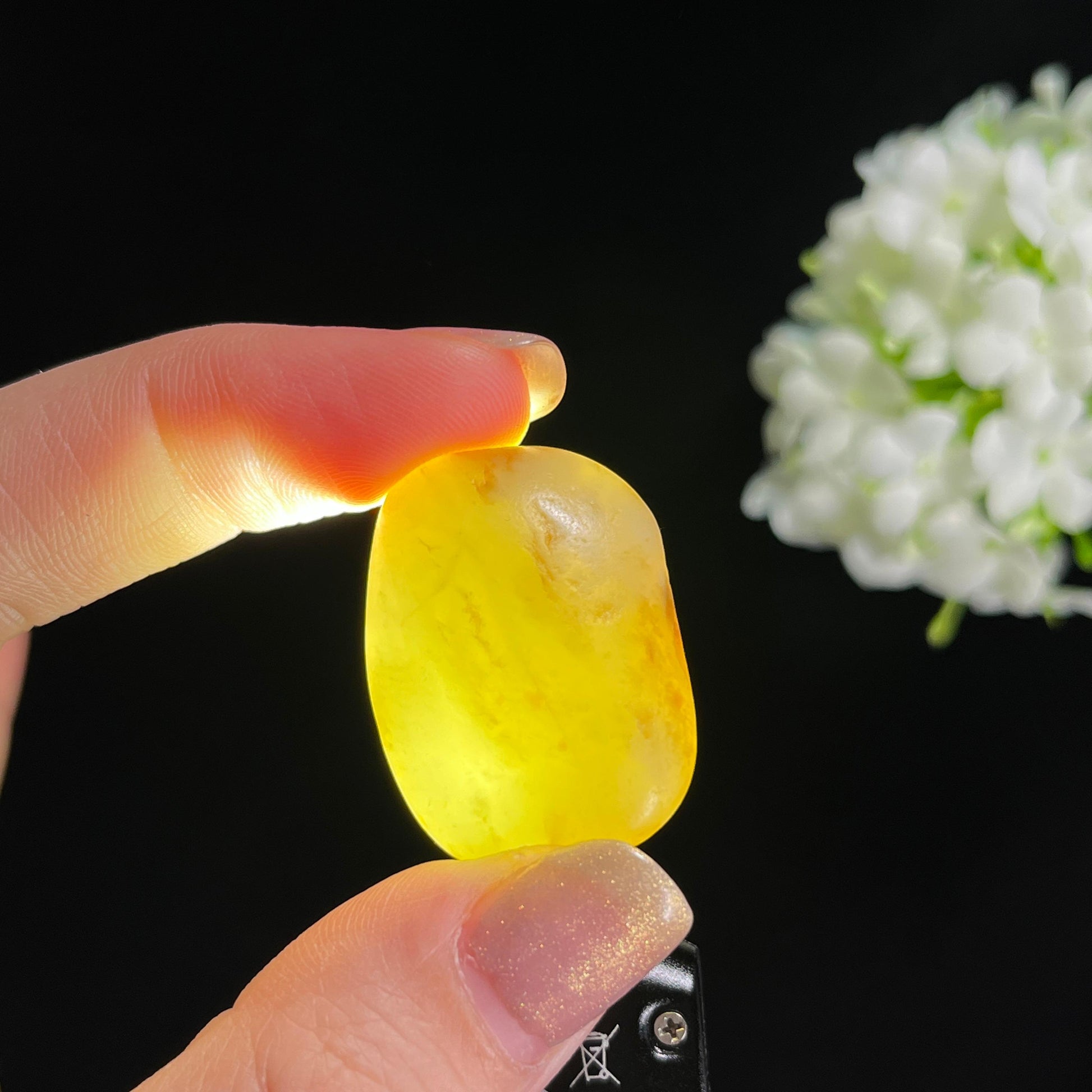 和田玉青白玉洒金皮“玉抱金晖”籽料原石（yc301939）