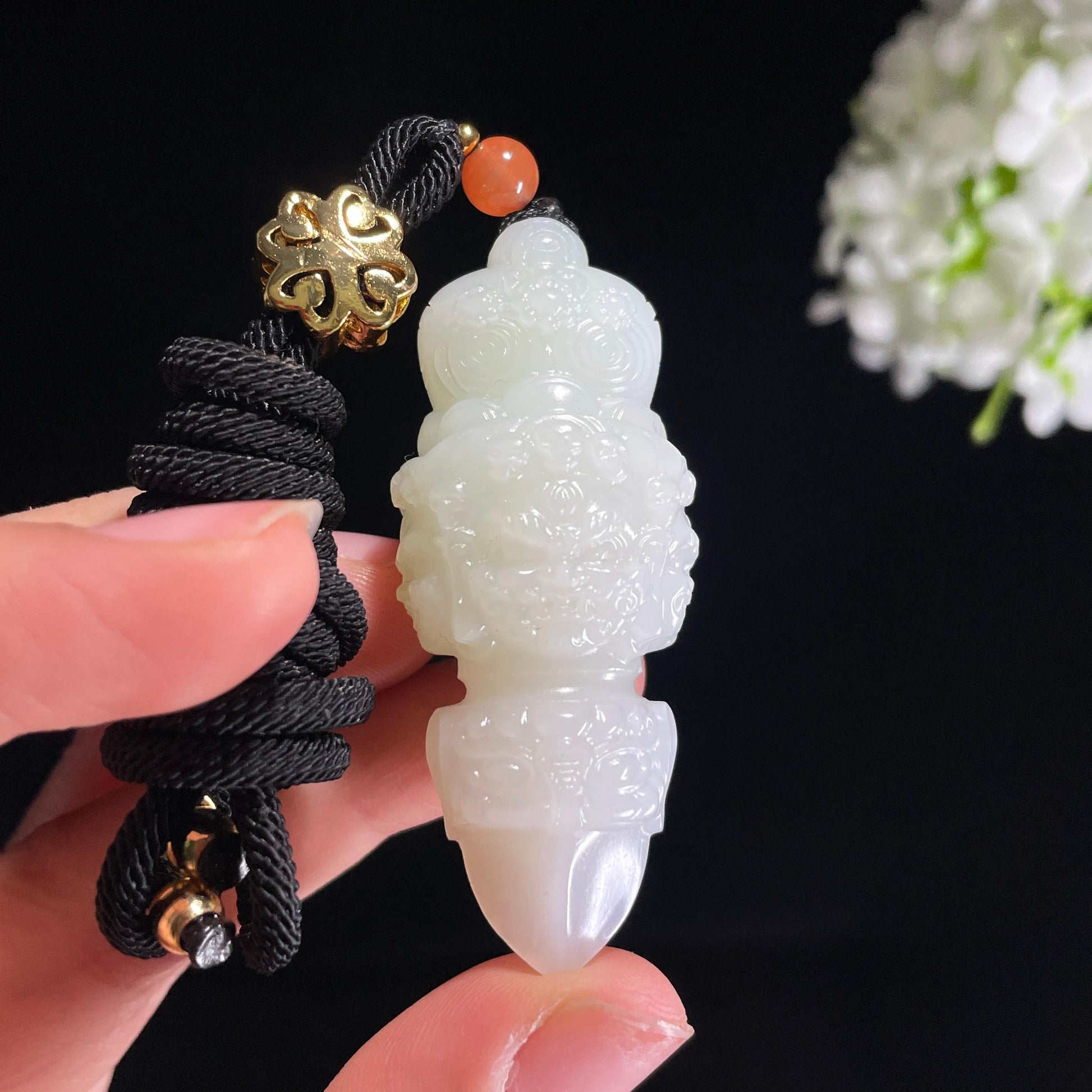和田玉白玉降魔金刚杵吊坠（yc428800）