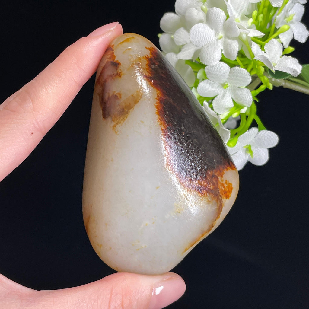 和田玉白玉“夜魄流霜”黑红皮洒金皮籽料（yc330367）