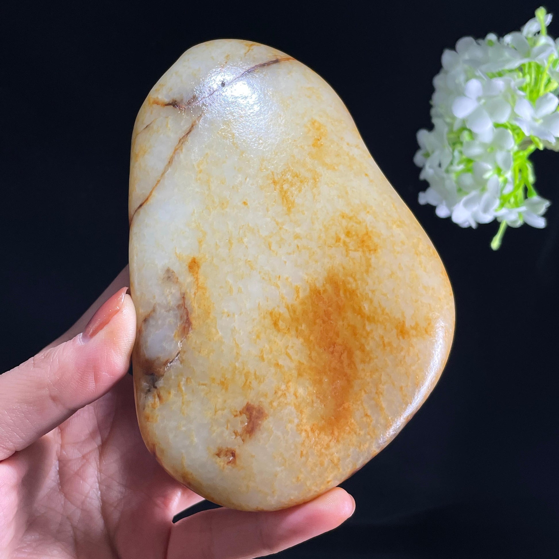 和田玉白玉“金缕涵光”洒金皮籽料（yc387522）