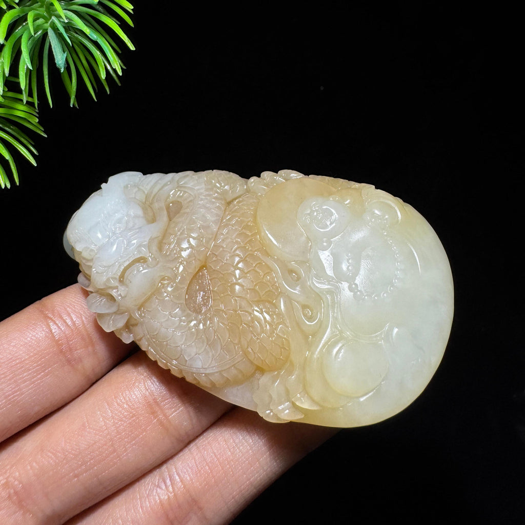 和田玉山料糖白玉龙佛（yc681381）