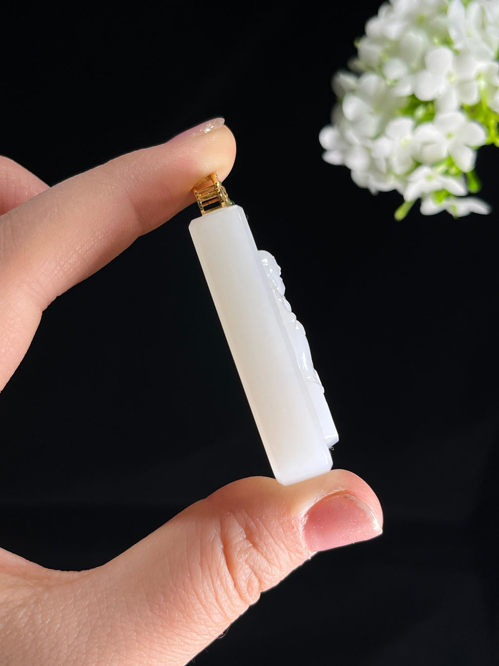 18k金镶和田玉白玉弥勒佛雕刻“福满乾坤”挂件（yc267088）