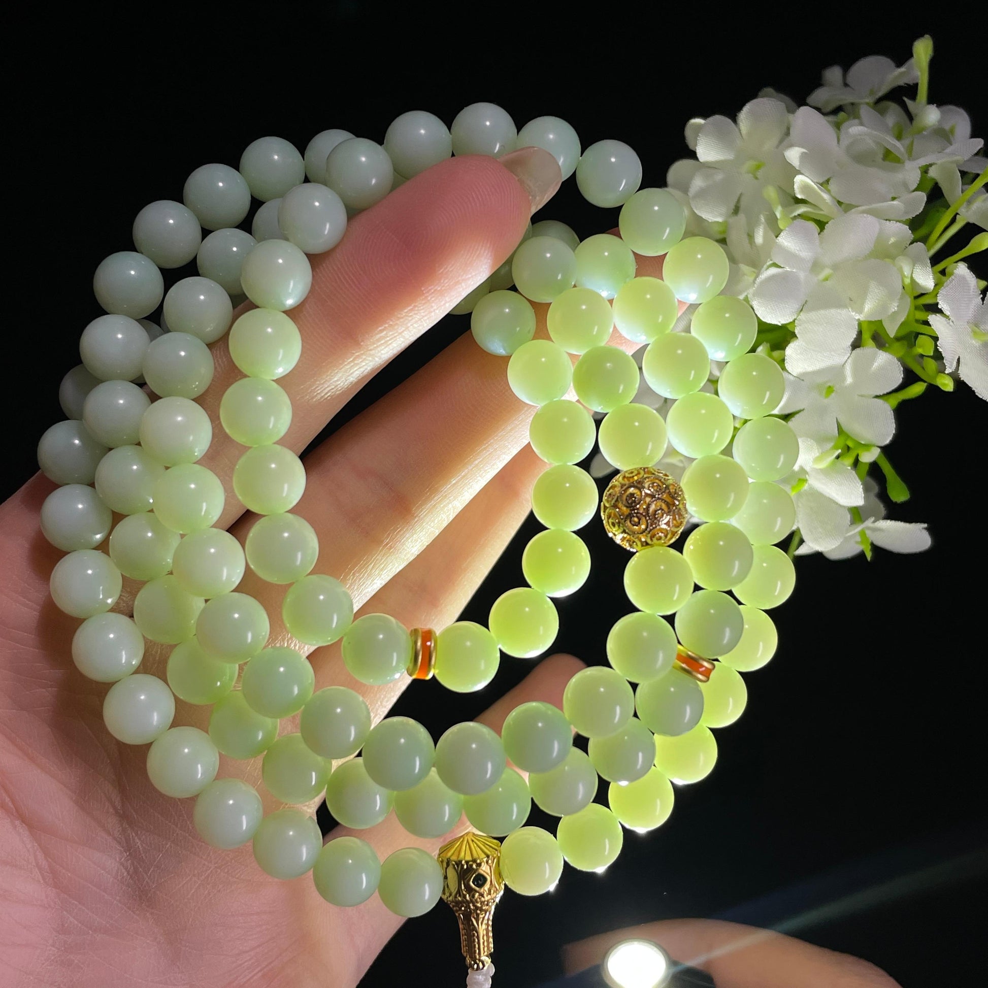 新疆天然和田玉薄荷绿项链（yc404711）