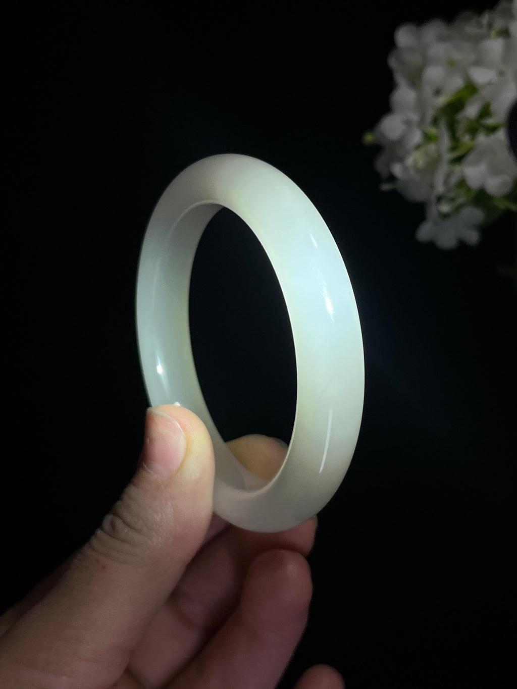 新疆天然和田玉羊脂白玉手镯精品3（卡55）（yc258358）