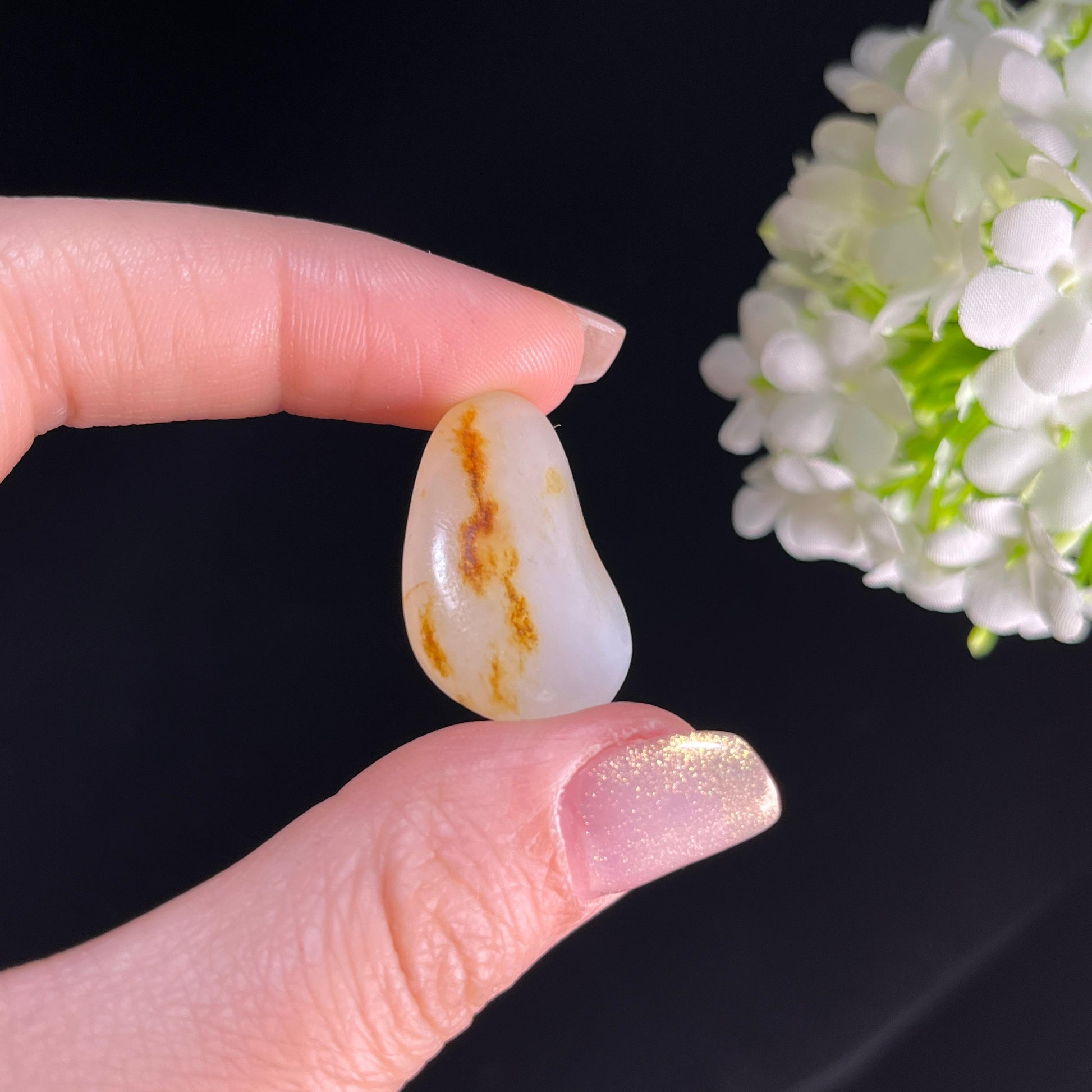 和田玉白玉“烟霭秋声”洒金皮籽料（yc361075）