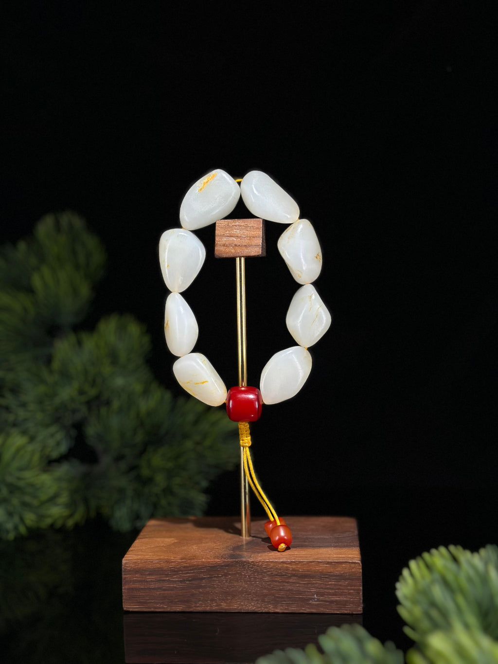 新疆和田玉白玉洒金皮精品原籽手串（8颗）（yc474636）