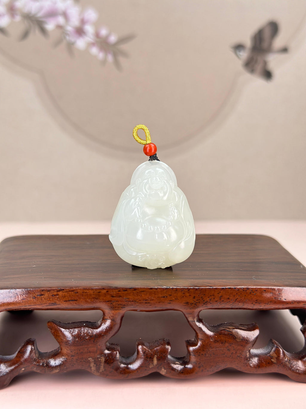精品新疆和田玉白玉籽料弥勒佛挂件（yc766529）