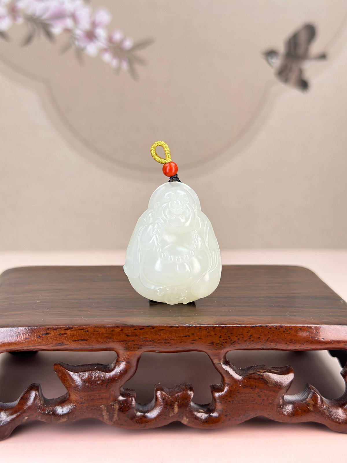 精品新疆和田玉白玉籽料弥勒佛挂件（yc766529）