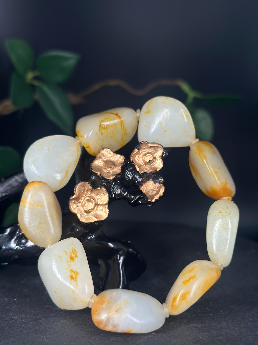 和田玉.籽料洒金皮原籽手串（9颗）（yc787419）