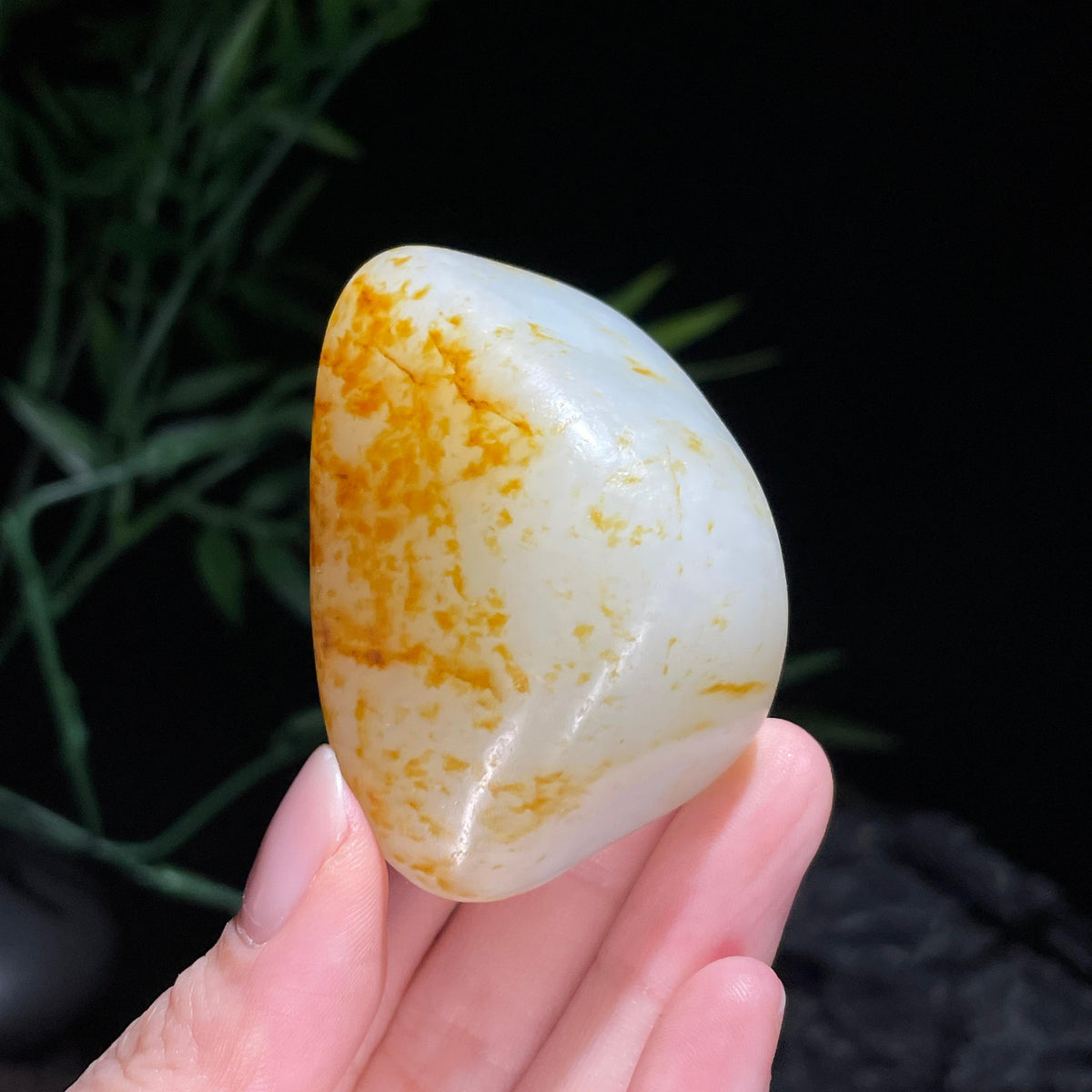 新疆和田玉珍品白玉洒金皮籽料手把件（yc698547）