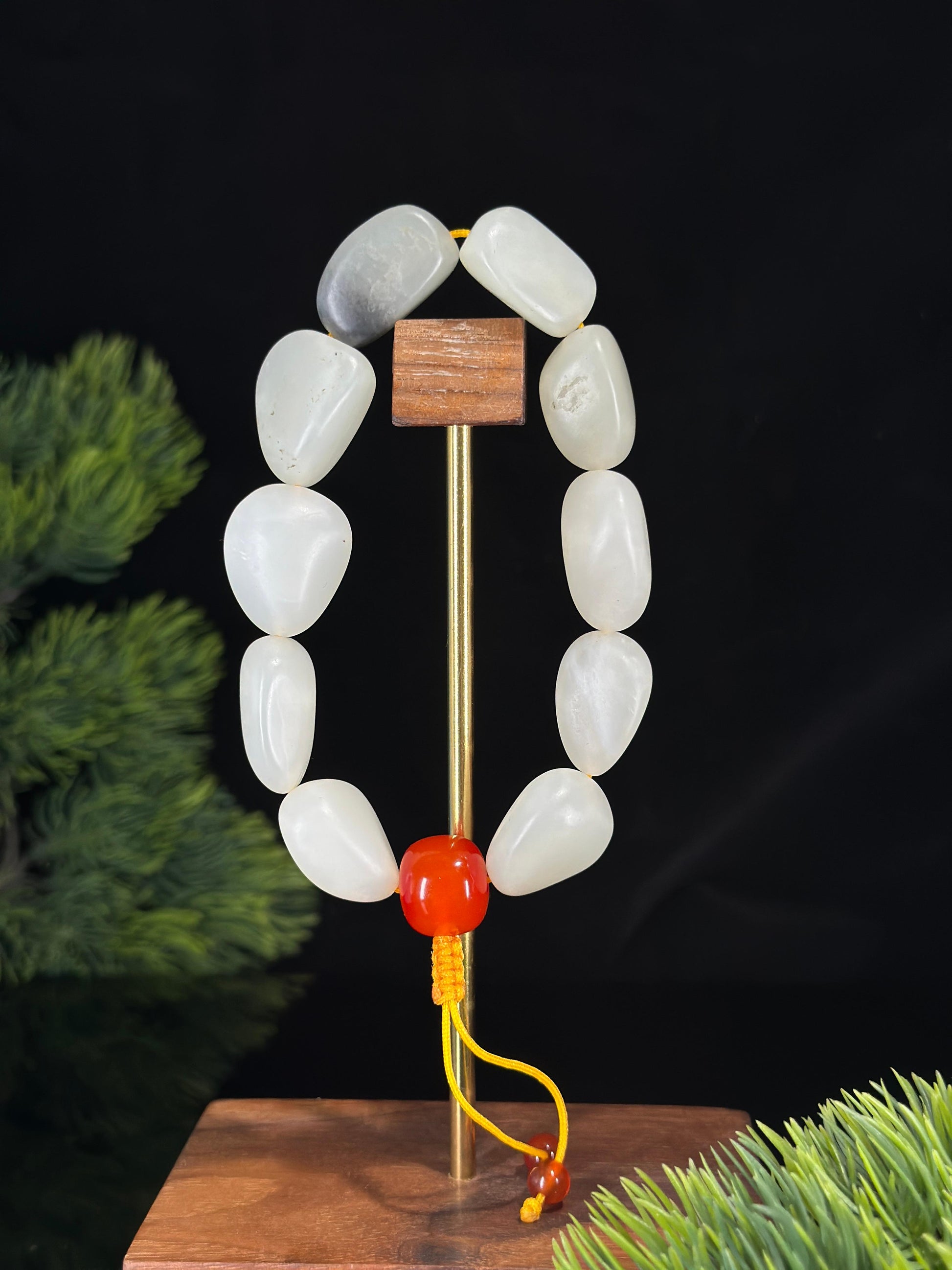 广告流，新疆和田玉青花光白籽原籽手串（10颗）（yc460856）
