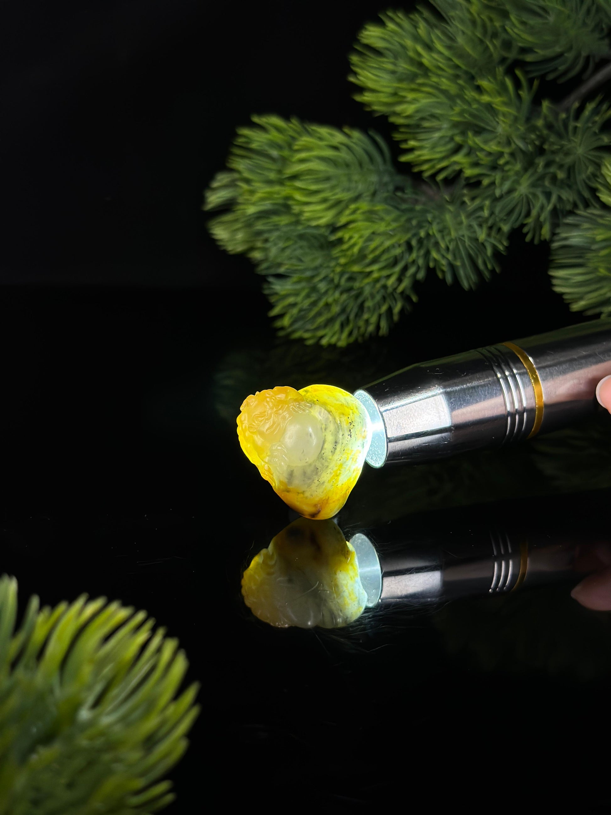 新疆和田玉青花洒金皮金蟾挂件（yc492362）