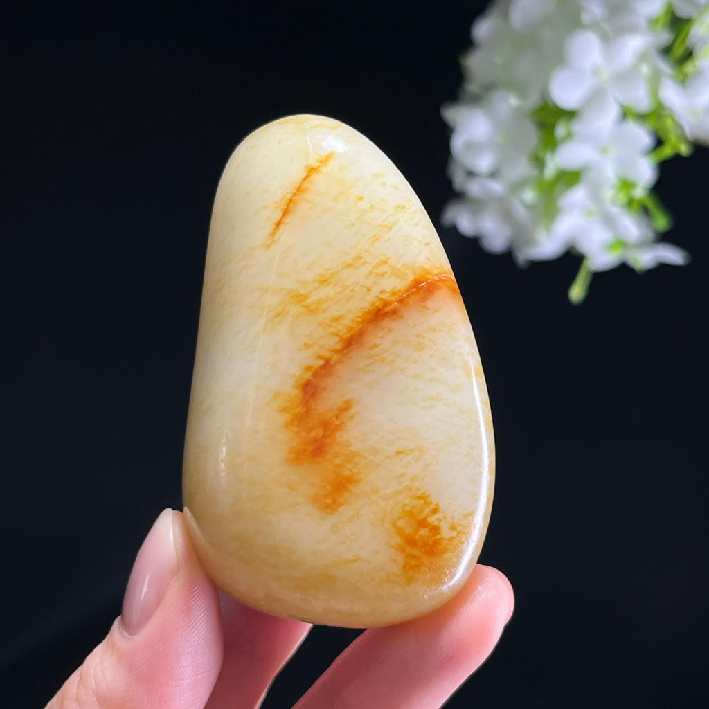 和田玉白玉“红影摇金”洒金皮红皮籽料（yc354457）