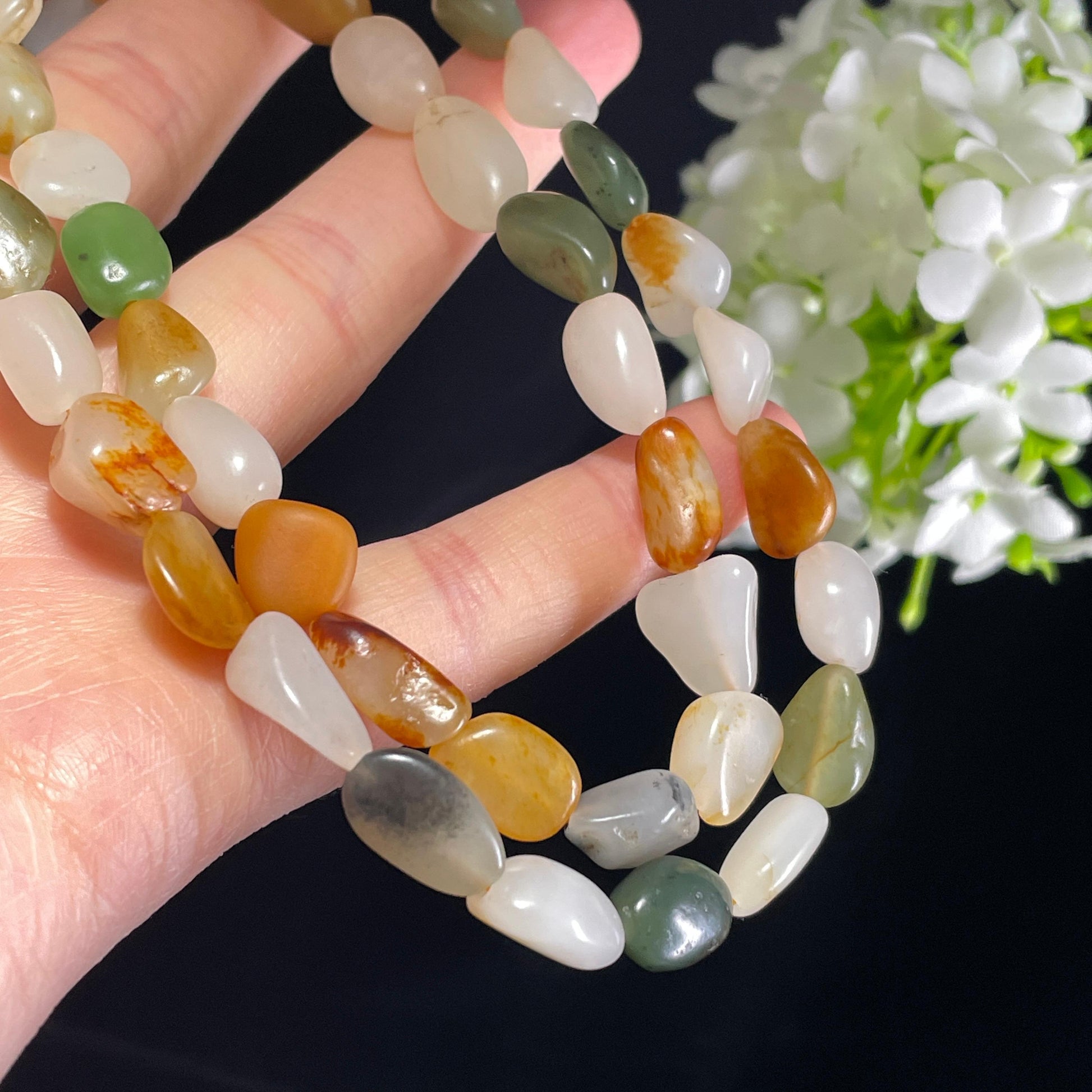 新疆天然和田玉多宝原籽项链（yc355849）