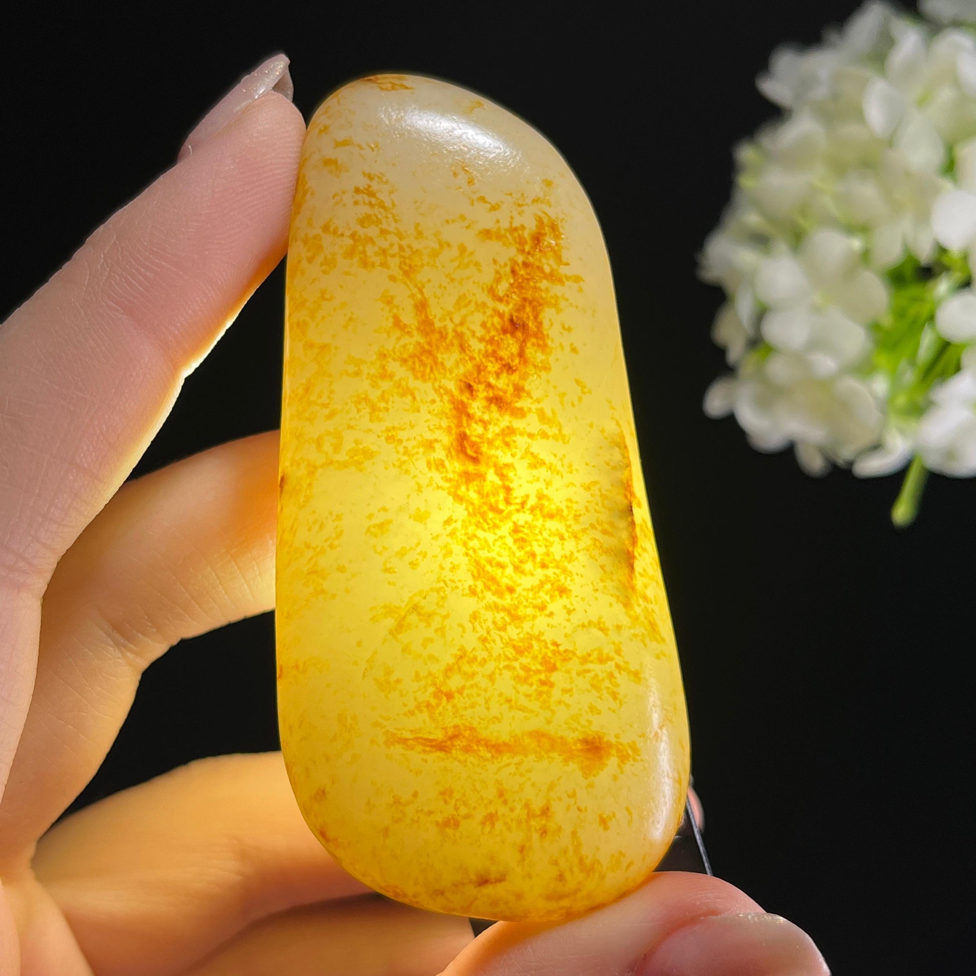 和田玉白玉“秋光叠锦”通体洒金皮籽料（yc353609）