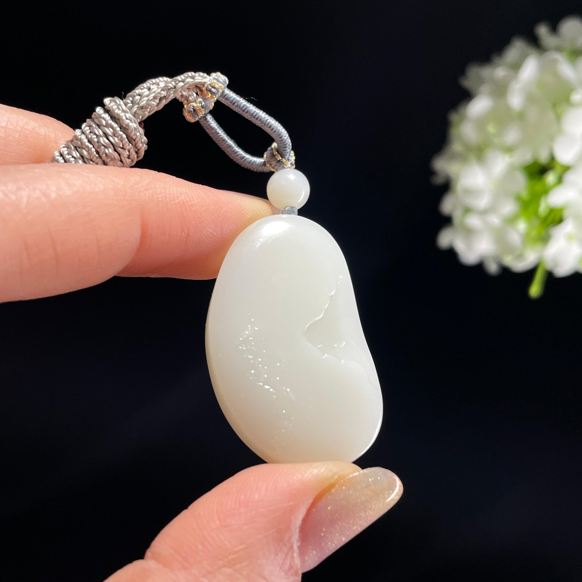 新疆天然和田玉白玉观音雕刻挂件（yc360335）