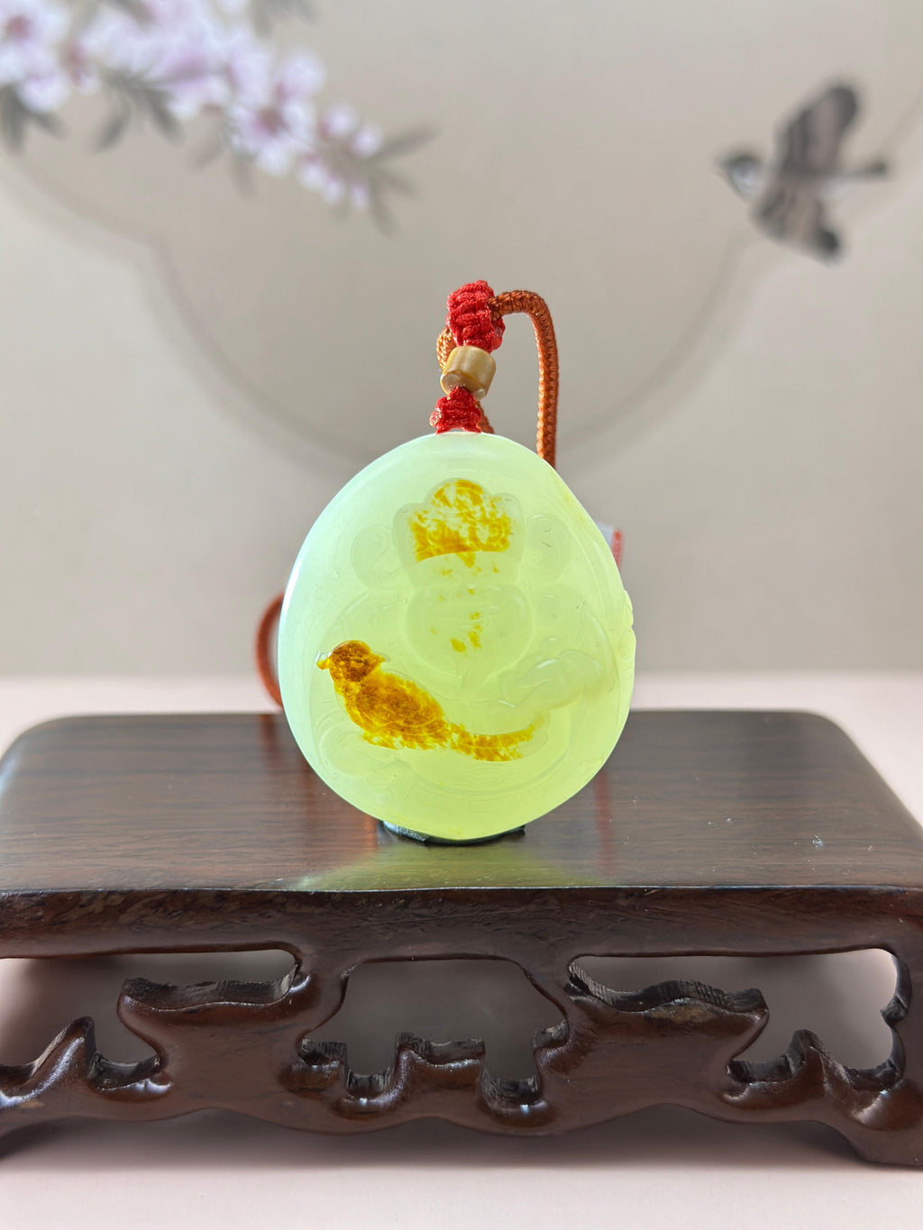 珍品新疆和田玉聚红皮白玉籽料财神挂件（yc765850）