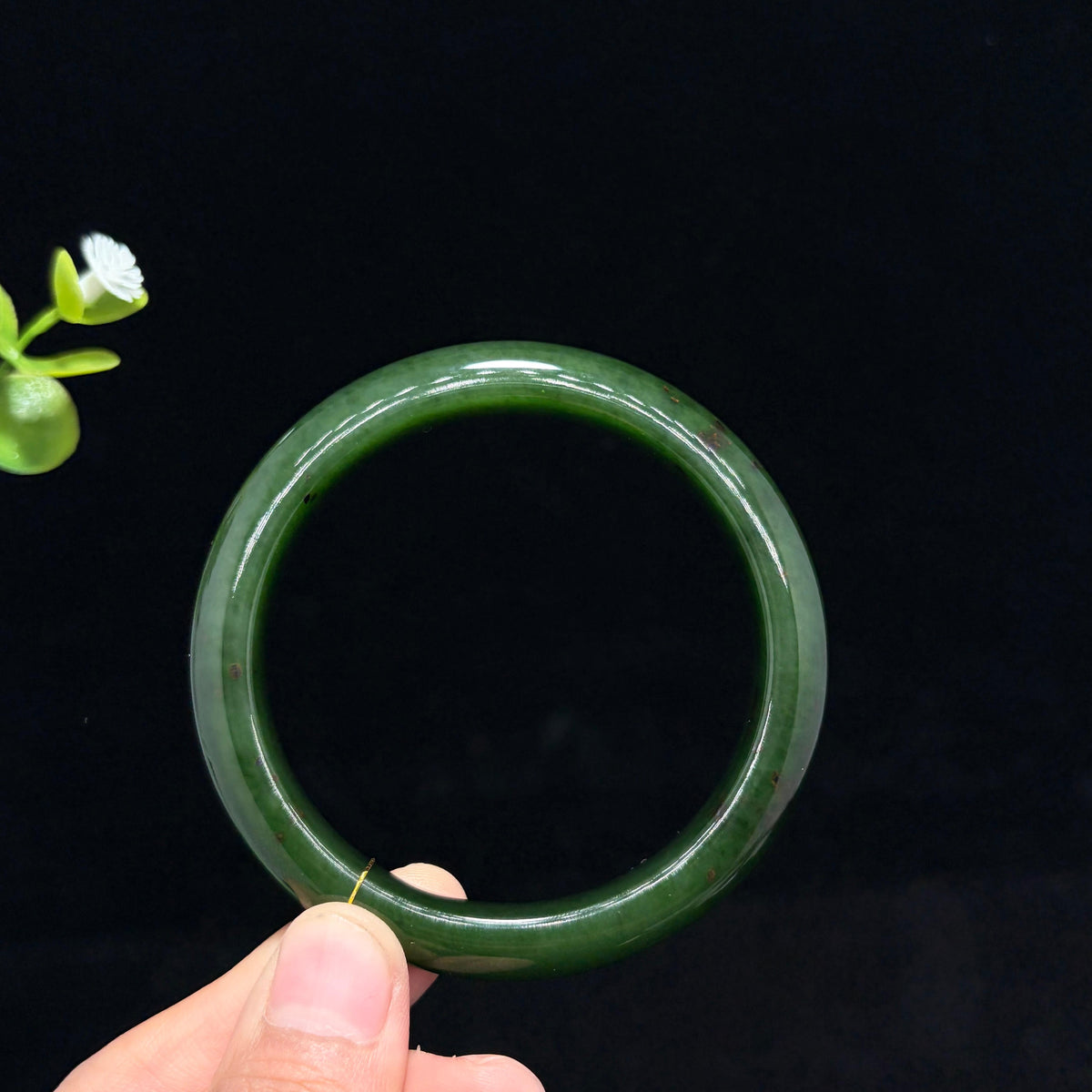 高品质碧玉菠菜绿手镯（yc783782）