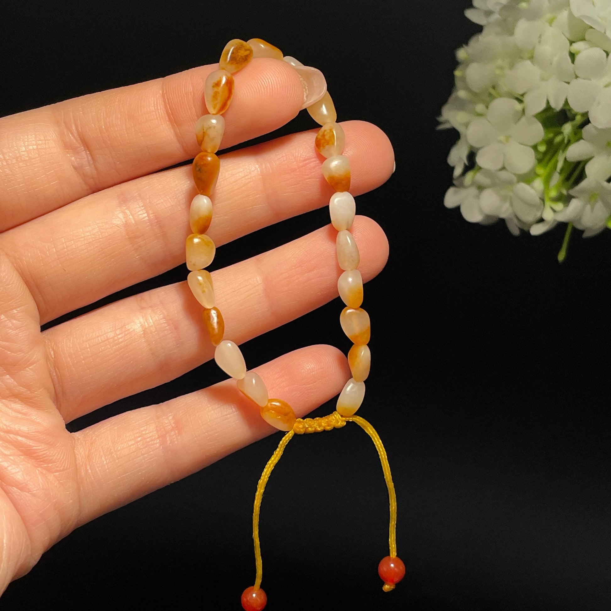 新疆天然和田玉红皮白肉原籽手串（yc355861）