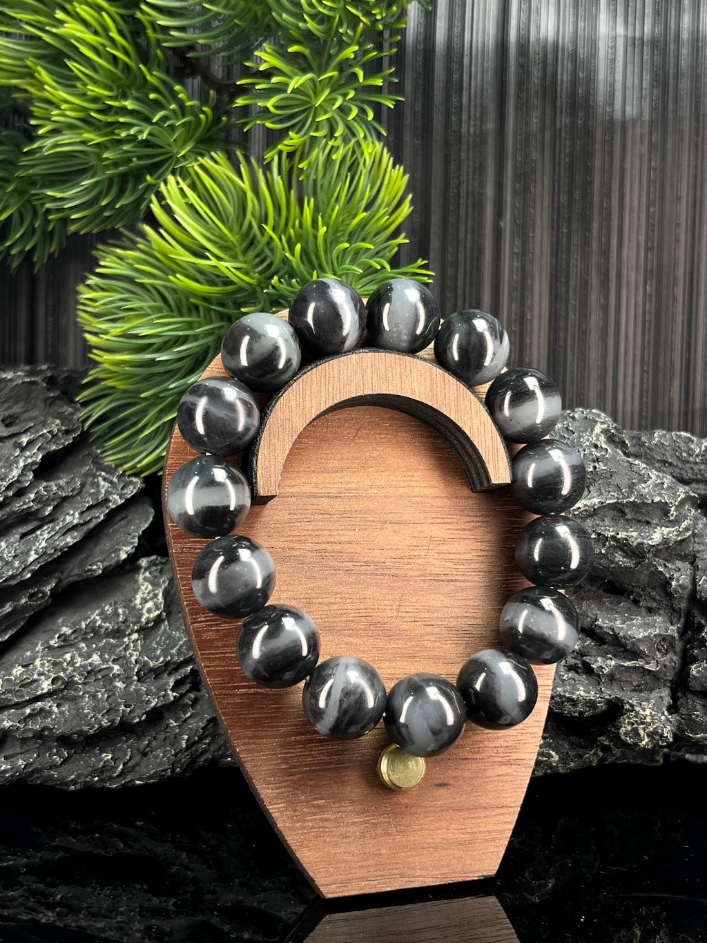 和田玉青花籽料一线天手串（12卡）（yc222794）