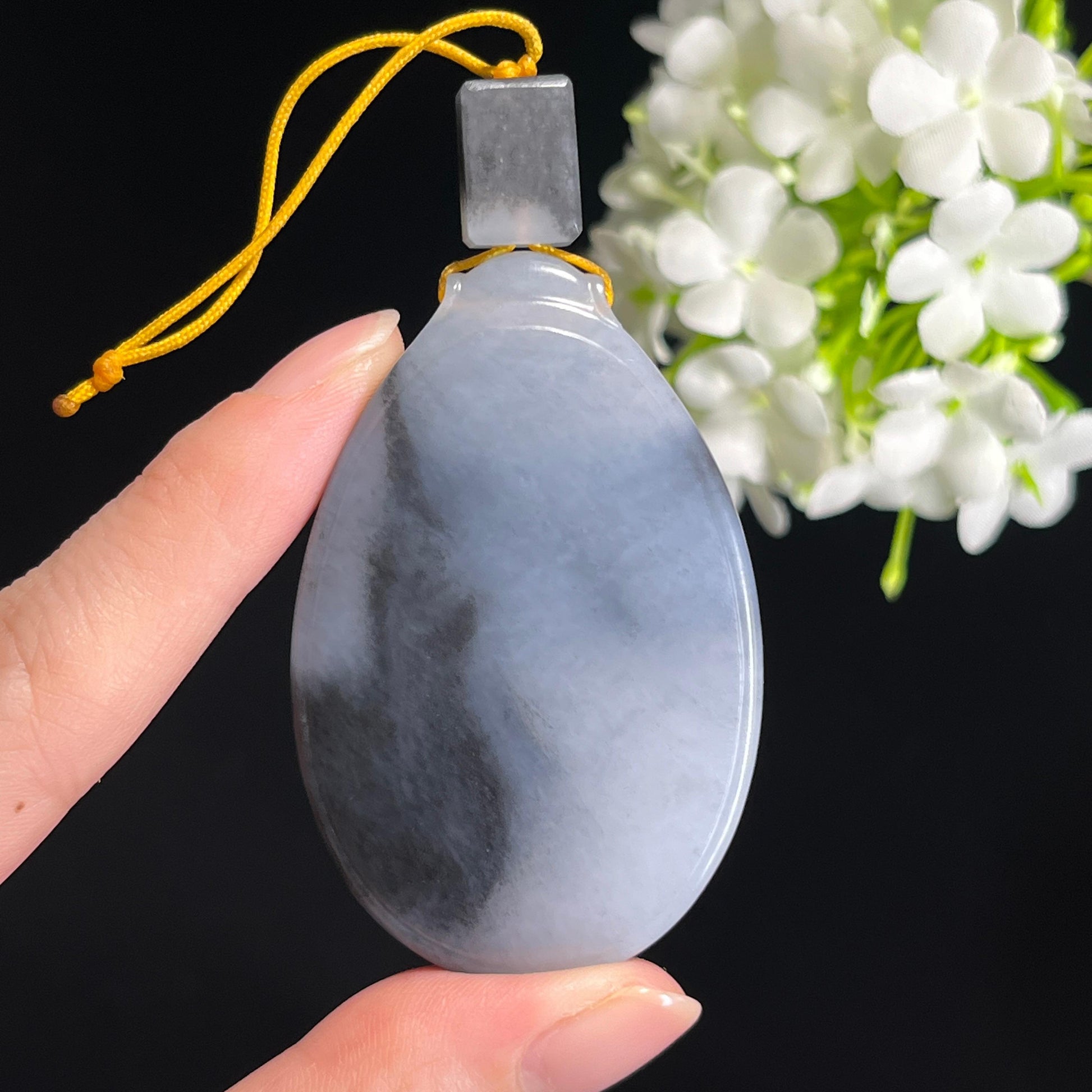 天然和田玉籽料青花洒金皮平安无事牌（yc339125）