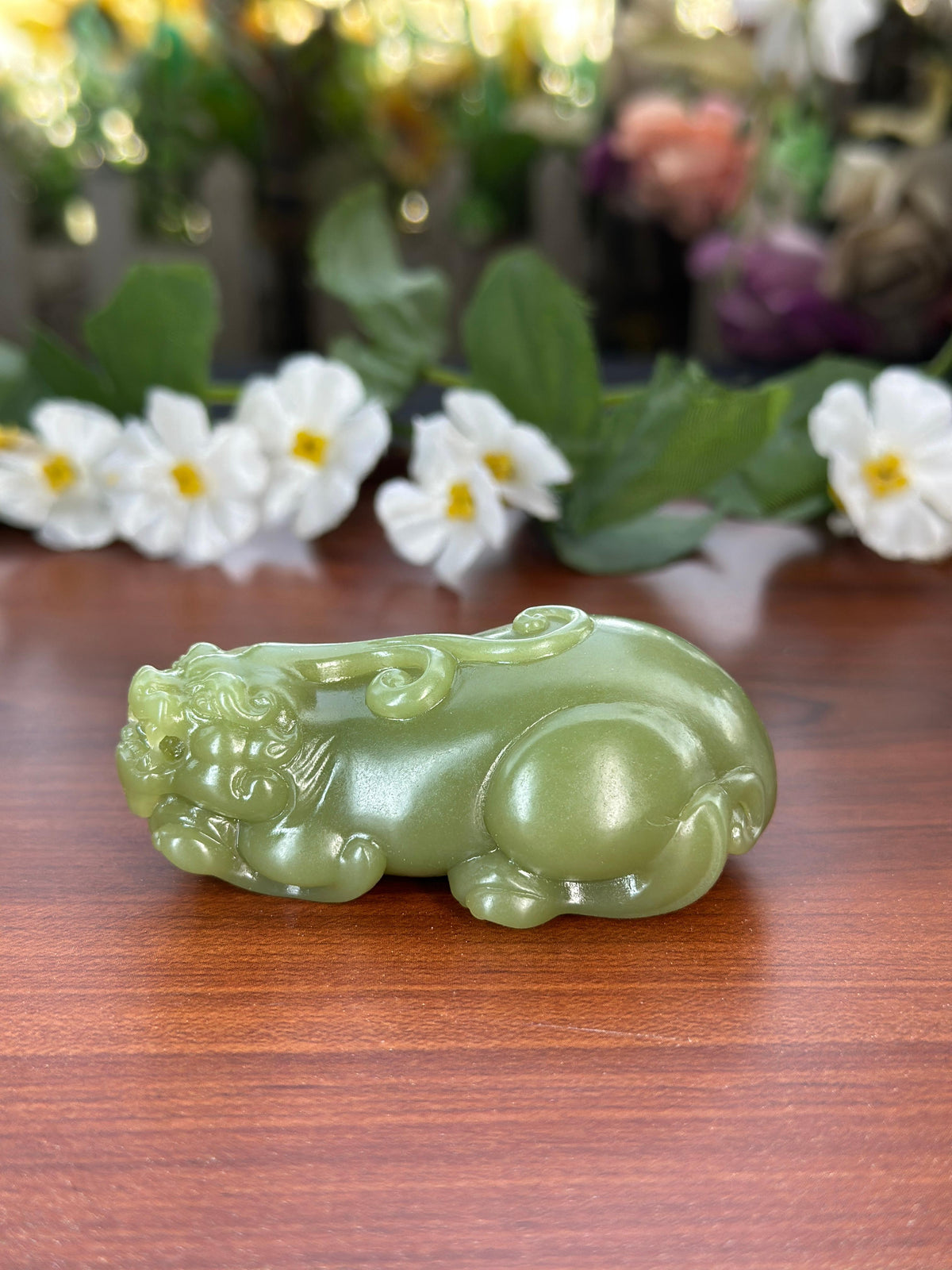 和田玉青黄口貔貅手把件（yc711133）