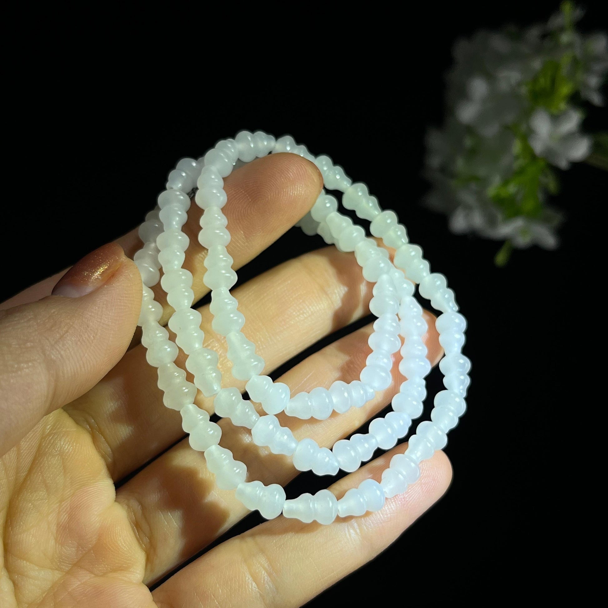 和田玉白玉葫芦珠项链（60颗）（yc400109）