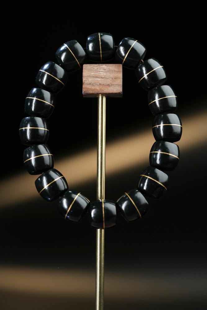 和田玉塔青非遗传承错金工艺手串（卡13）（yc248304）