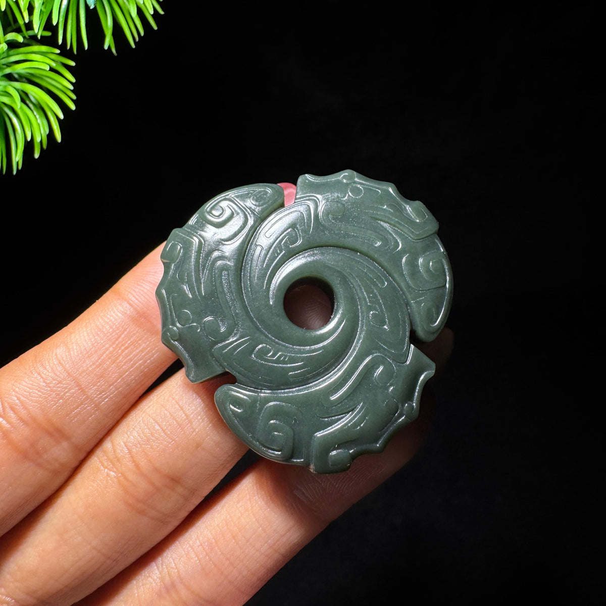 和田玉山料沙枣青仿古玉璇玑（yc727191）