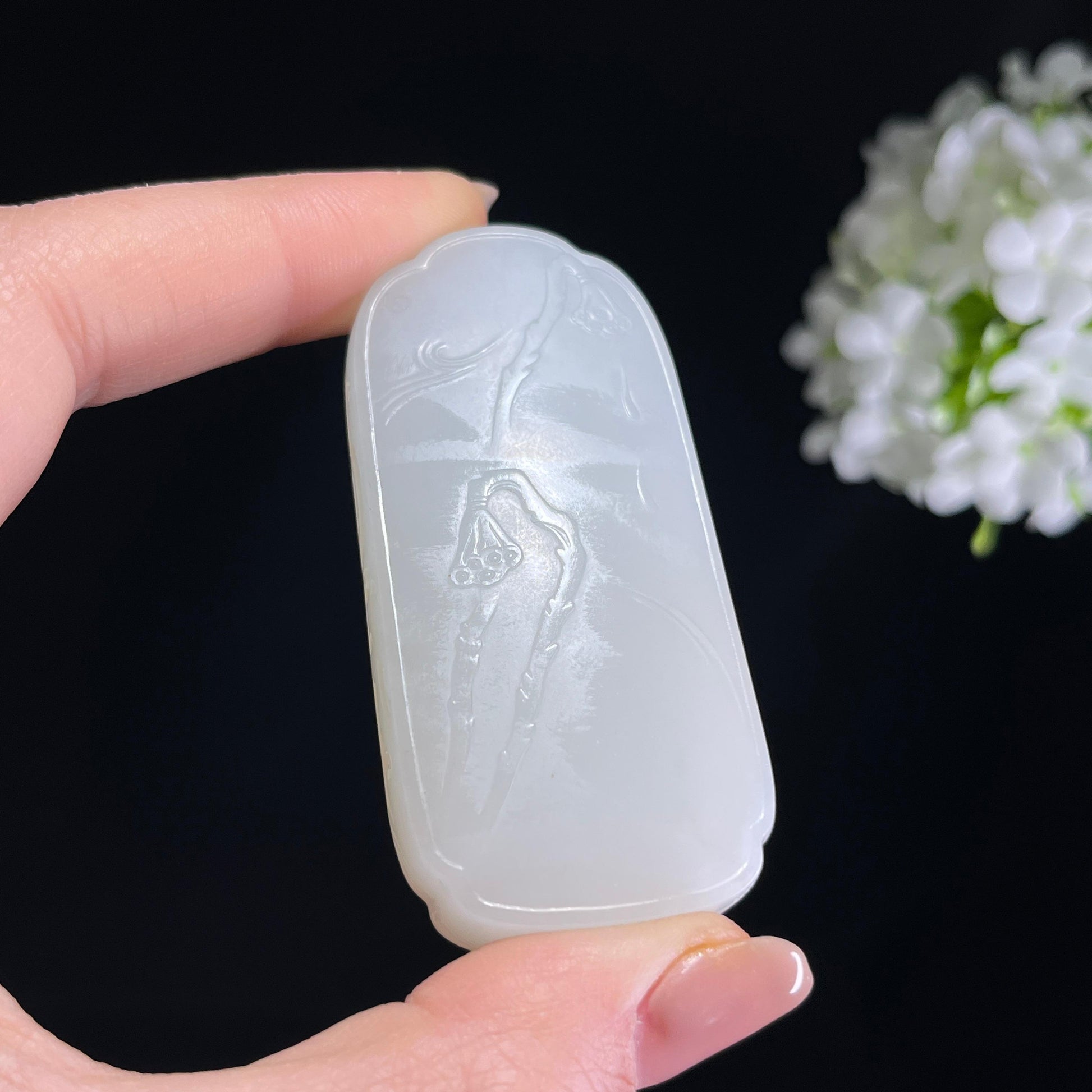 和田玉白玉洒金皮籽料无事牌（yc372536）