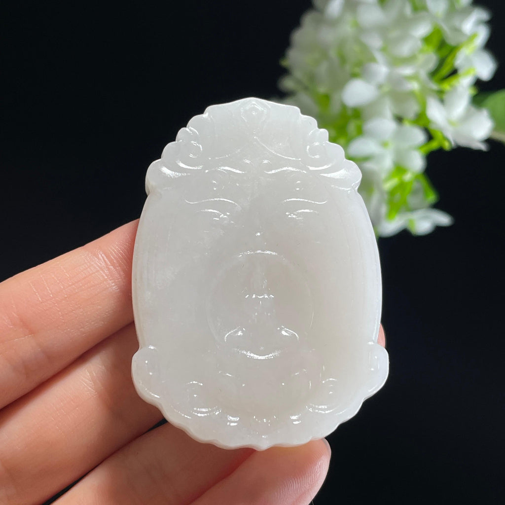 和田玉白玉弥勒佛雕刻挂件（yc347524）