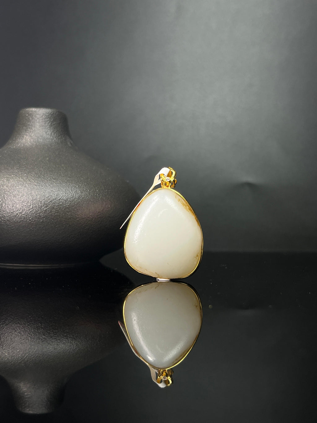 新疆和田玉籽料原石18k金镶玉吊坠7（yc243621）