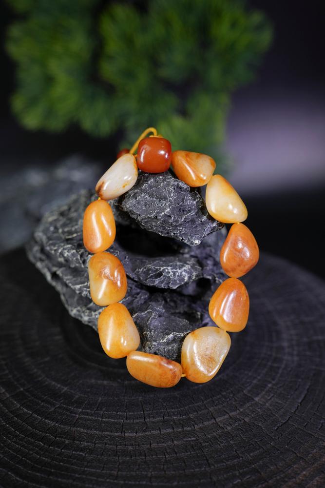 新疆和田玉红黄皮籽料原石手串（原籽无修）（yc229709）