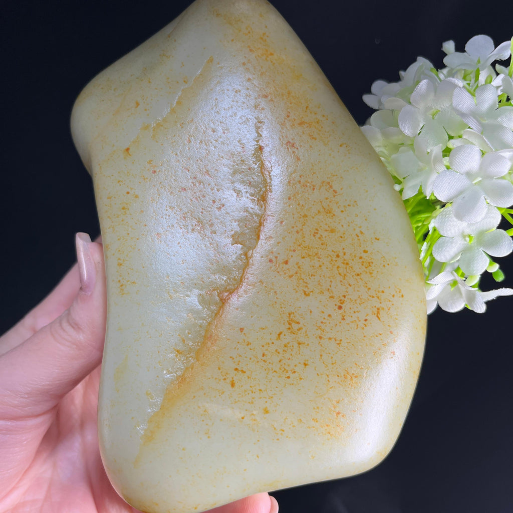 和田玉青白玉“丹砂青云”洒金皮籽料（作料）（yc360976）