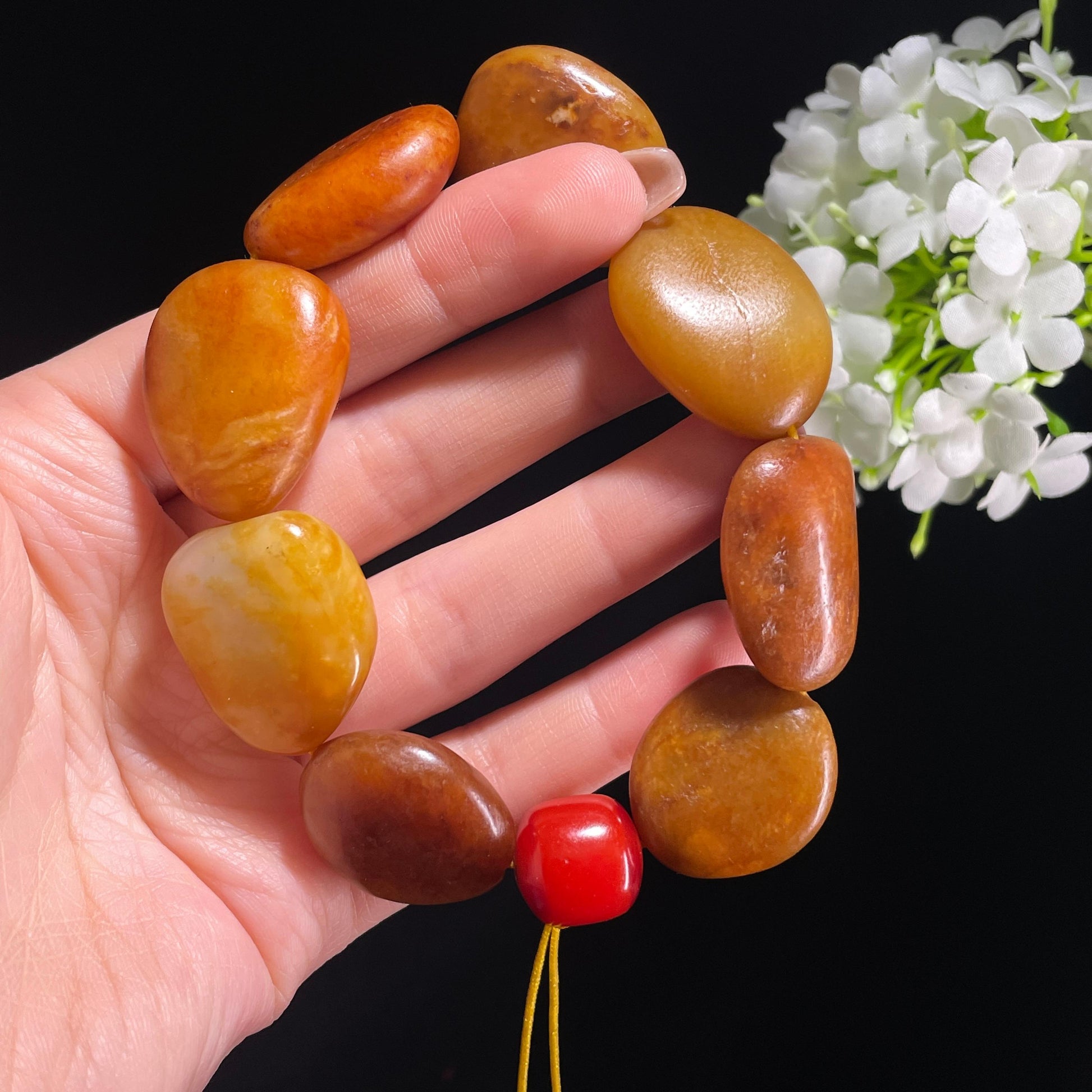 和田玉黄沁红沁原籽手串（yc381847）