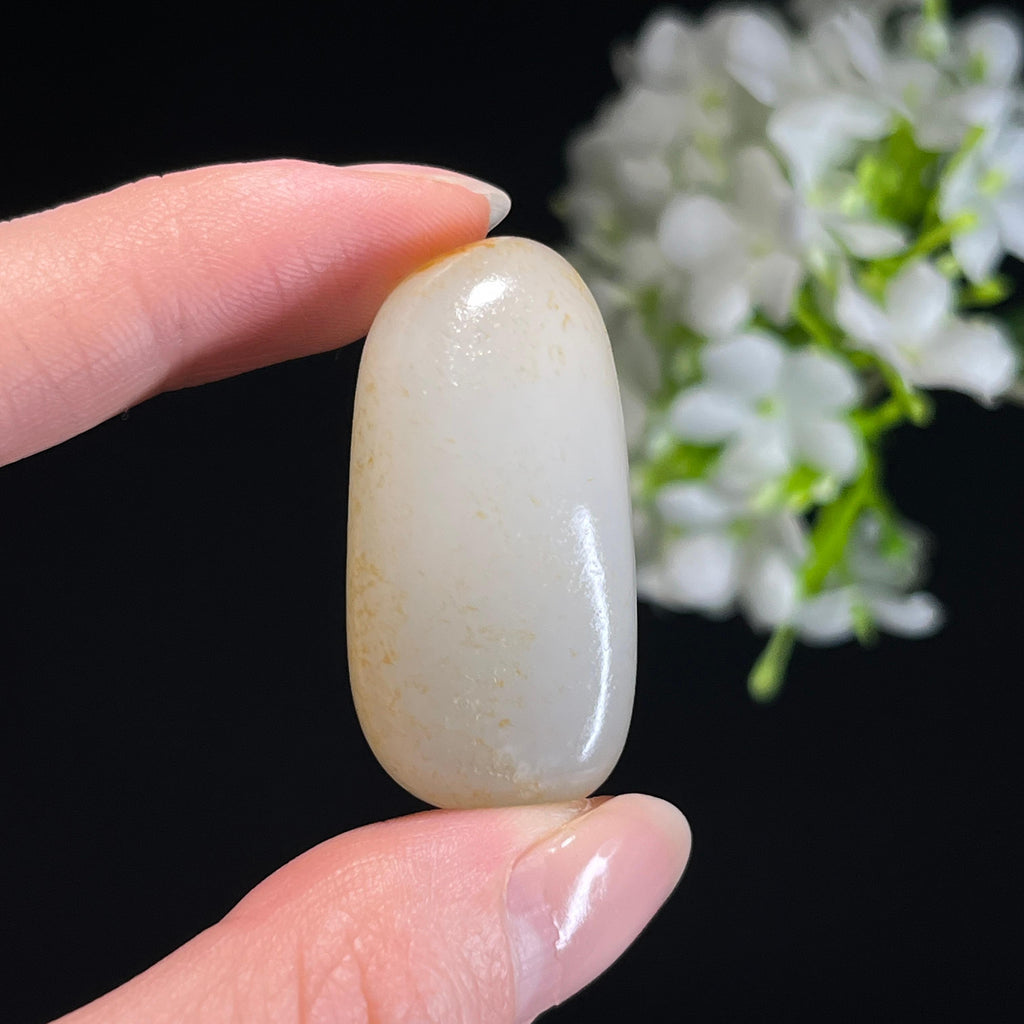和田玉白玉“金影含霜”洒金皮籽料（yc337595）