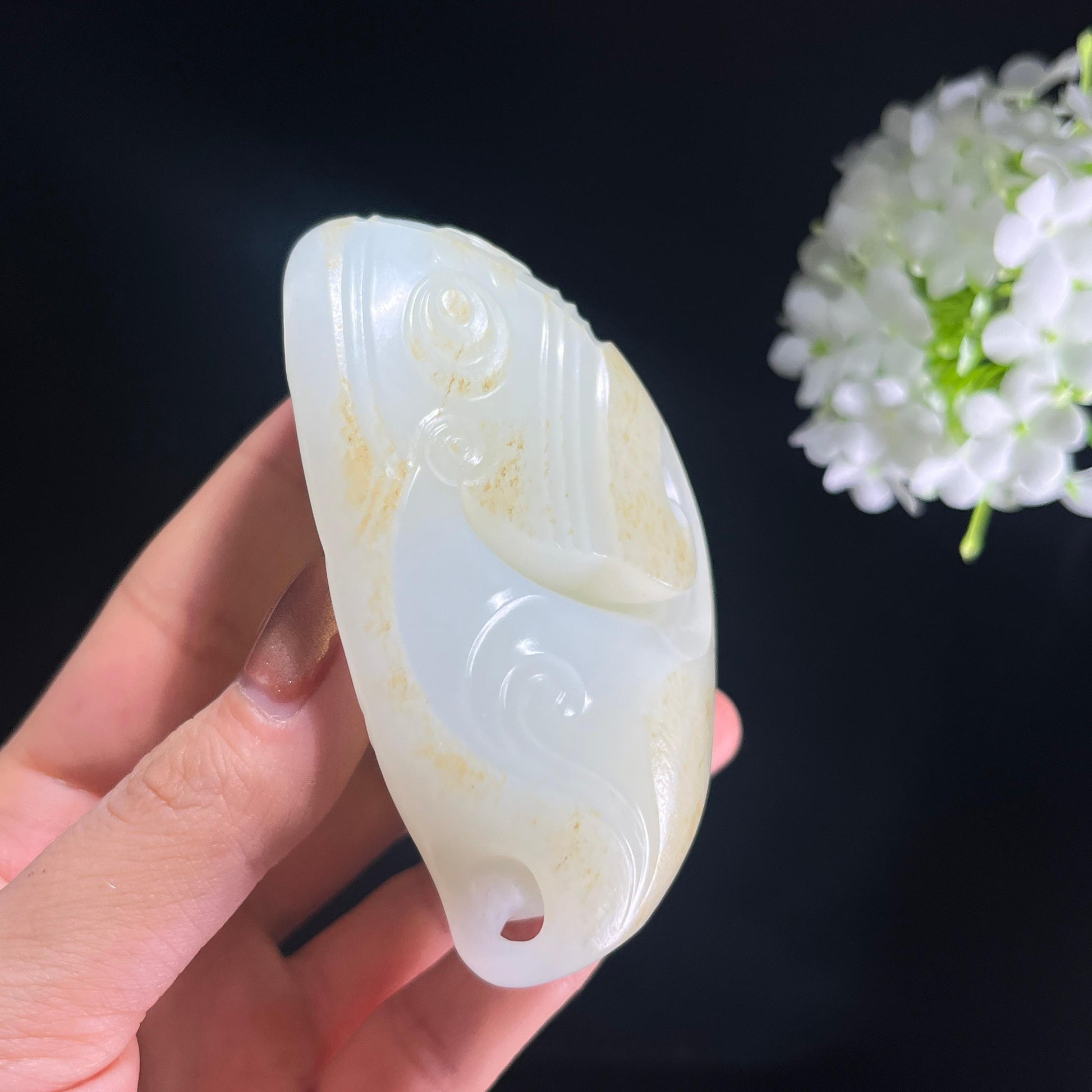 和田玉白玉洒金皮山水雕（yc384169）