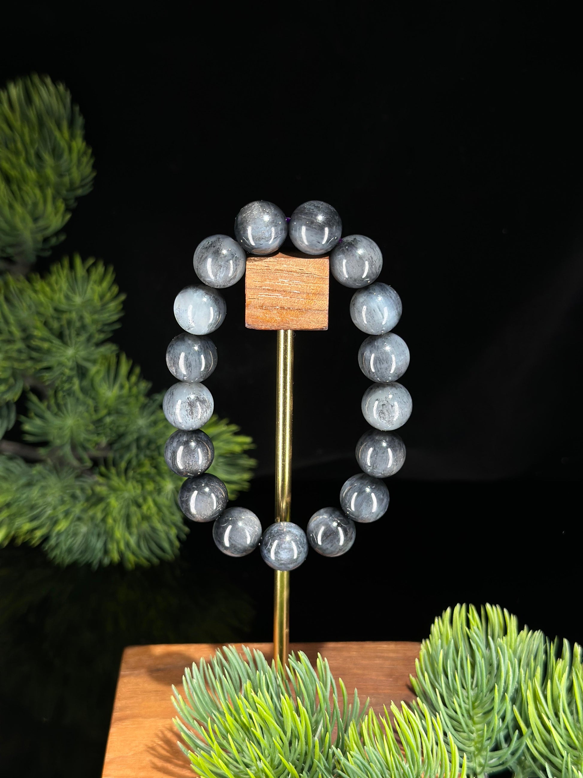 和田玉青花圆珠手串（17颗）（yc484380）