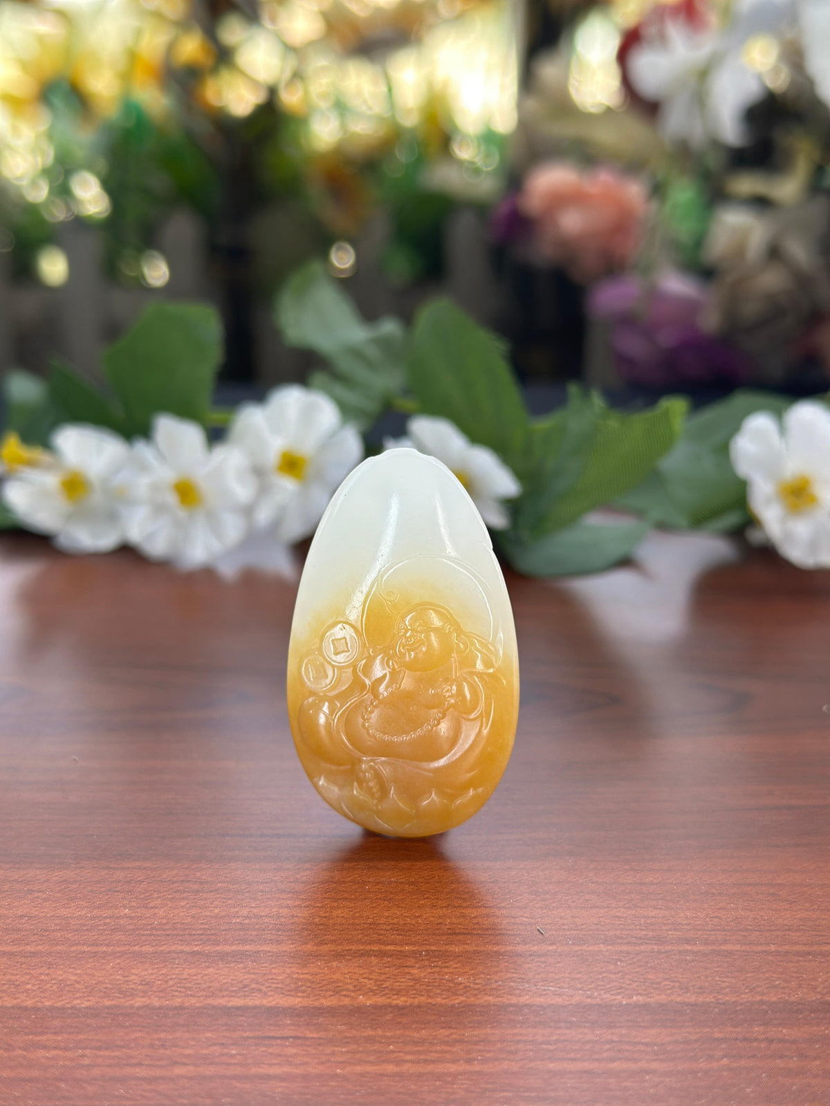 和田玉糖白弥勒佛挂件（yc711016）